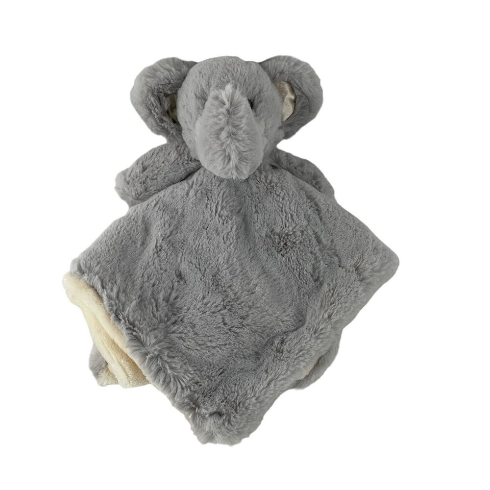 Kellytoy K Luxe Grey Elephant Lovey‎ 14" Baby Security Blanket Cream Back Rattle